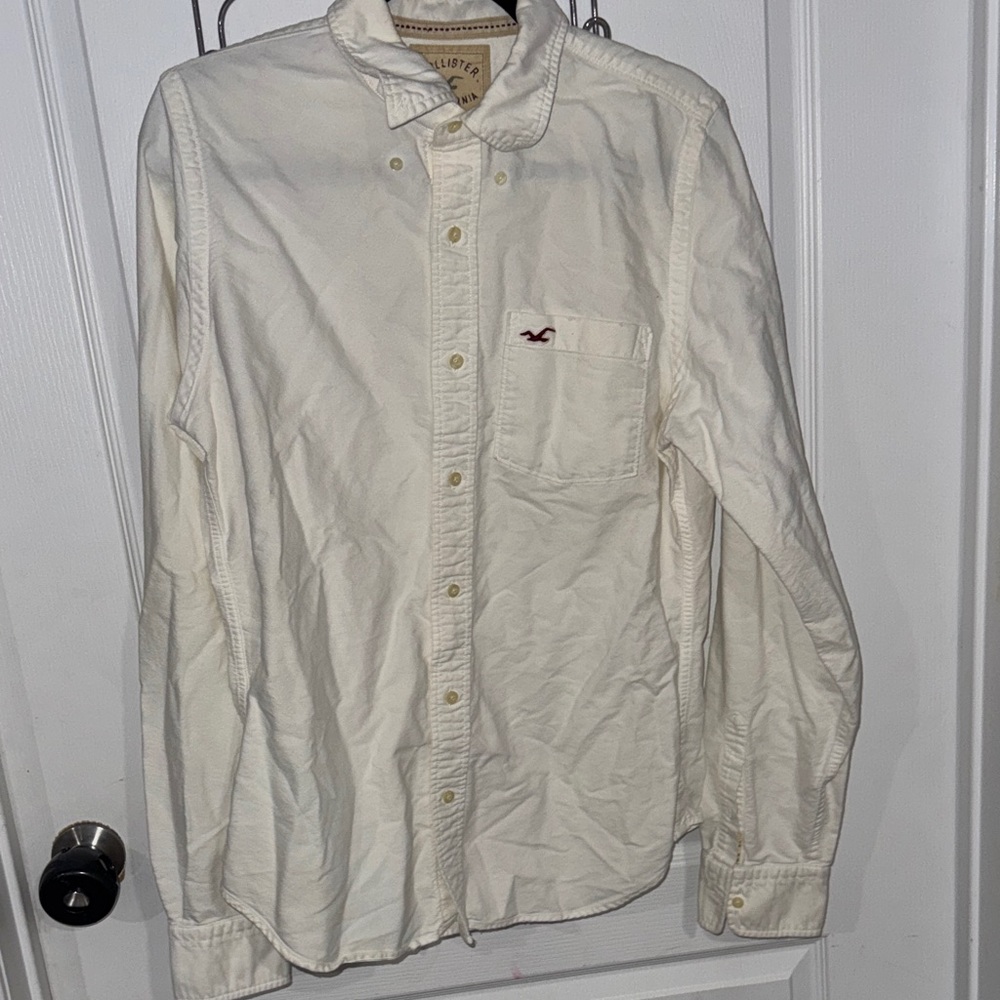 Men’s Hollister Vintage Off White Cream Button Down L